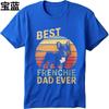 Retro Short Sleeve Shirt Breathable Unisex Round Neck tshirt Cotton Best Frenchie Dad Ever Vintage Sunset Dog Hiphop Boys tops