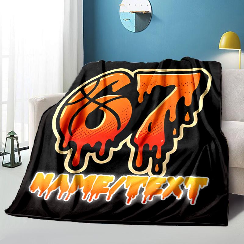 1PC Custom Name "67 Basketball Legend" Flannel Blanket Versatile,all-season Throw Suitable for the Living Room,bedroom,camping,travel,and Gift