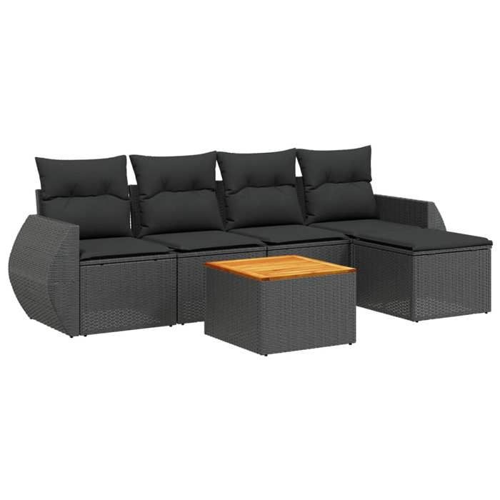 VidaXL Garden Lounge Set with Cushions 6 Pcs, Patio Sofas, Patio Furniture Set, Outdoor Furniture, Black 3224977