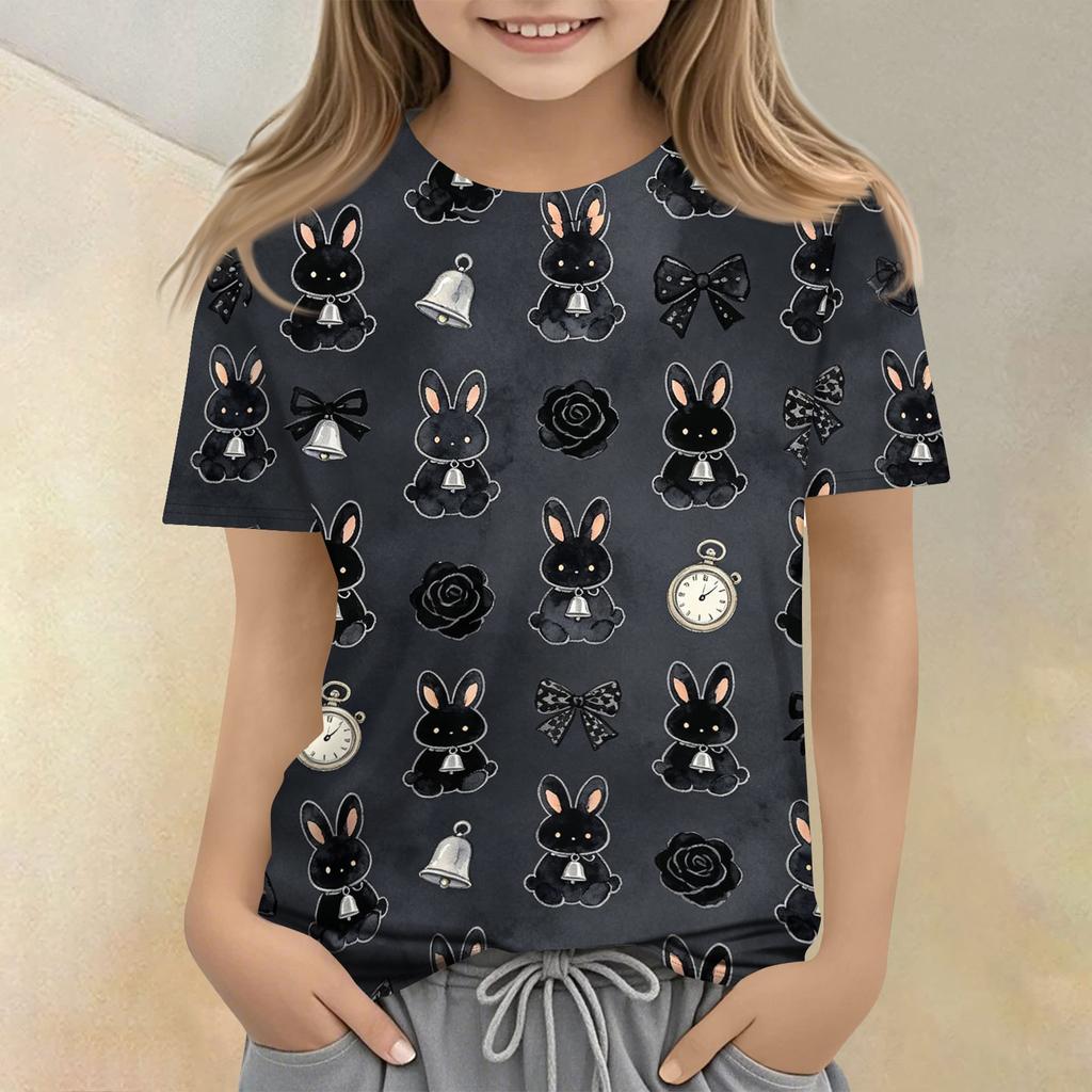 Kids Animal Print Crew Neck Short Sleeve Casual Loose Fit T Shirt Soft Comfortable Fabric Suitable for Everyday Wear