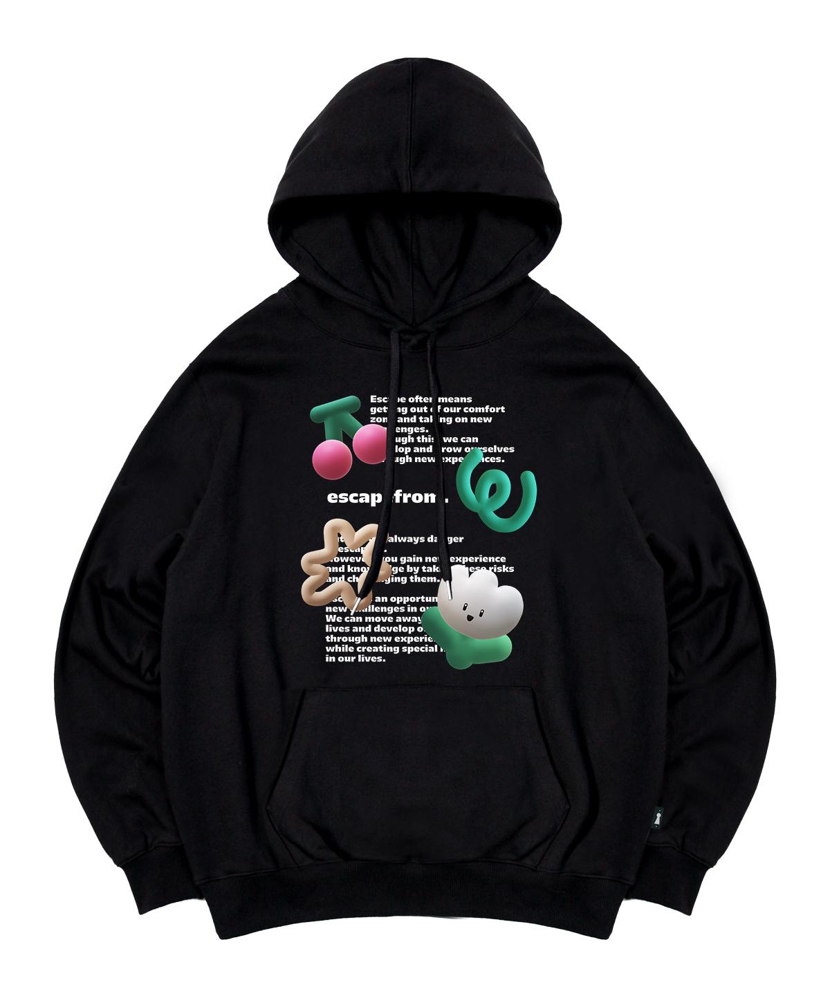 Escape From 3D Flower Print Hoodie Black M