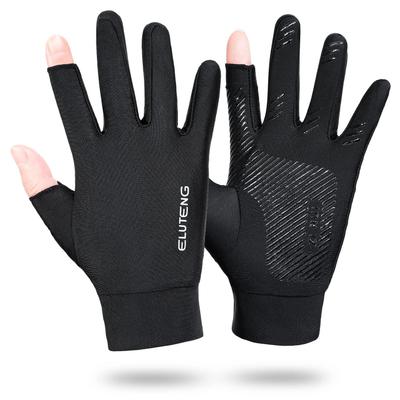 ELUTENG Smartphone Running UV Fishing Men's Gloves, Summer/Autumn, Compatible, 2-Piece, Quick-Drying, Gloves, Non-Slip, Thin, Protection, Sunscreen,