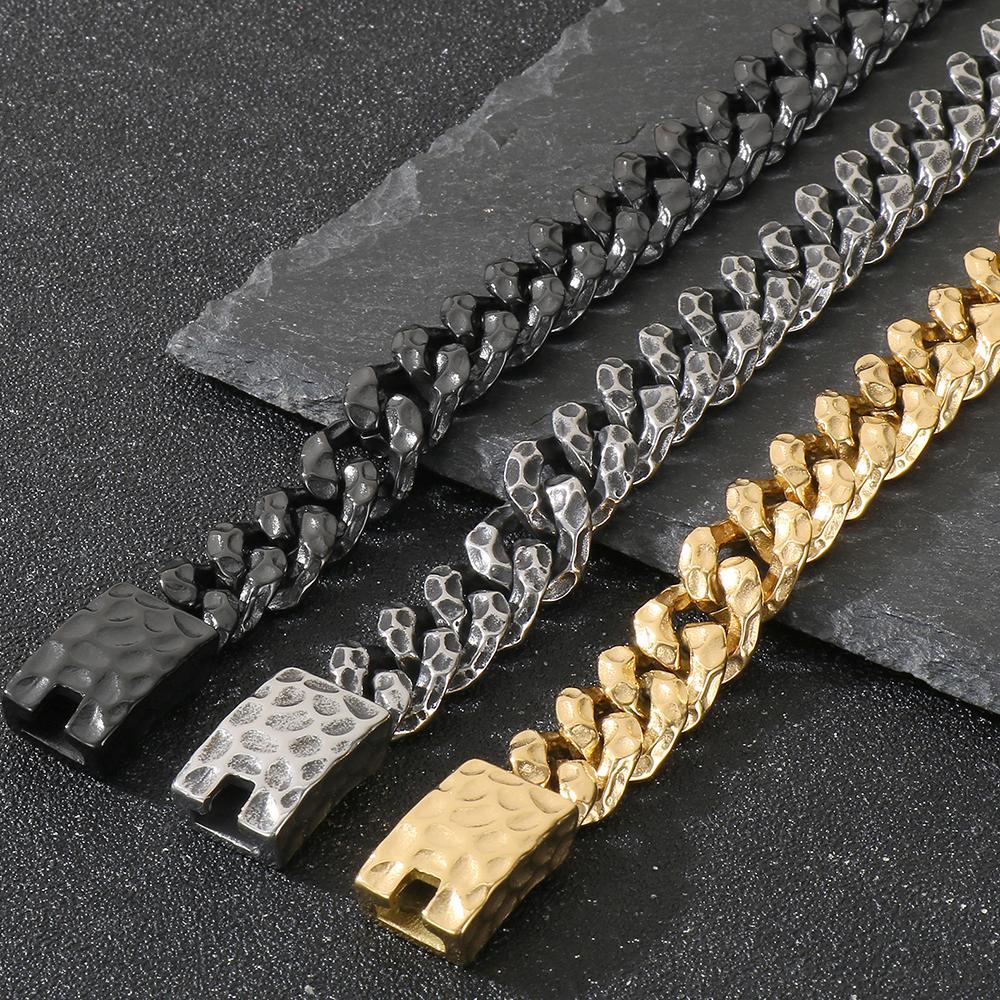 60CM Long 13MM Width Choker Necklace Man Solid Stainless Steel Curb Cuban Link Chain Necklaces for Men Male Jewelry Vintage