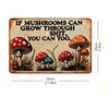 Metal Poster Mushroom Decor, Vintage 2D Sign for Wall, Funny Home Garden Art