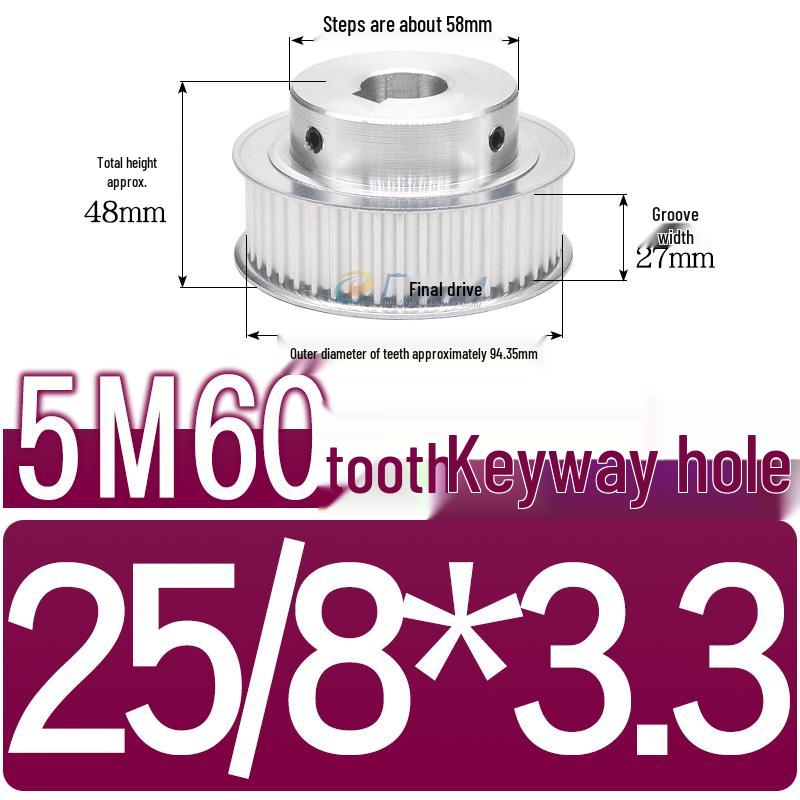 60-Teeth 5M Timing Pulley, T-Slot Width 16/21/27mm, BF Type Stepped with Machined Hole 6-20mm