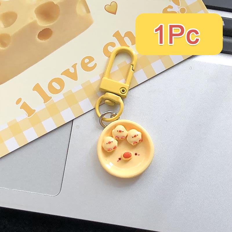 1Pcs/4Pcs Keychain Decoration Woman Keychain Gift Resin Keychain Purse Cute Breakfast Keychain Hang On Backpack