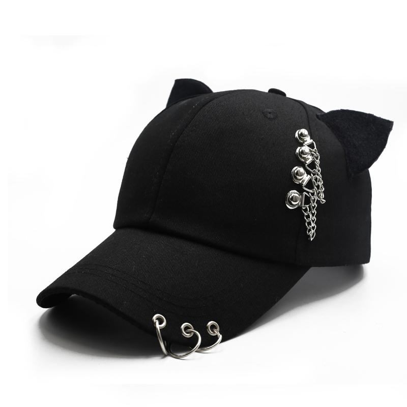 New Outdoor Unisex Casual Black Baseball Cap Parent Child Adjustable Cats Ear Design Trucker Hat Hip Hop Sunshade Snapback Caps