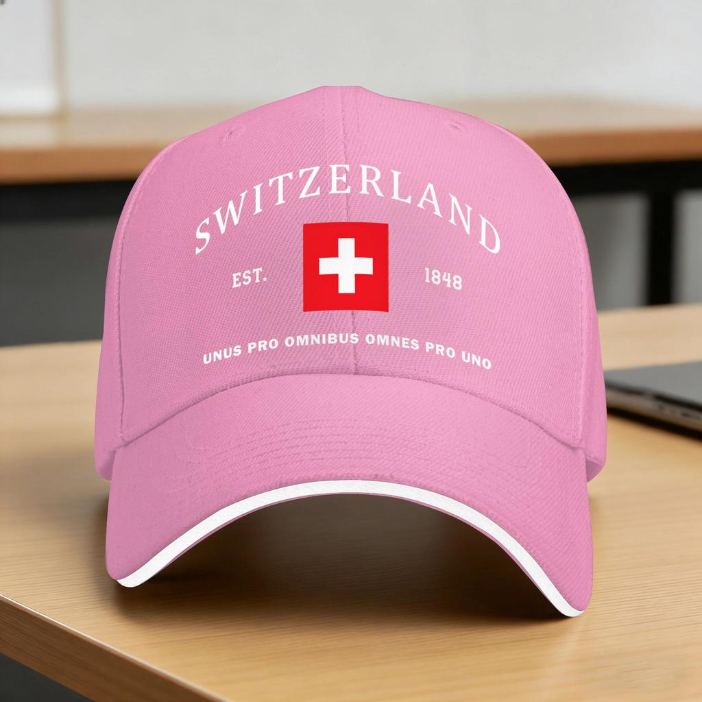 Swiss Switzerland Flag Baseball Cap Fitted Retro Women Unisex Trucker Hat Sun Visor Print Tennis Skate Snapback Cap Gift Idea