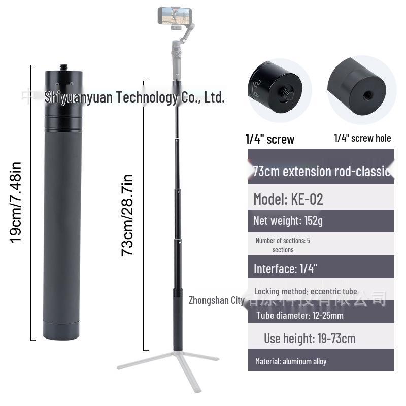 Aluminum Alloy Universal Telescopic Selfie Stabilizer for DJI and Feiyu Sports Cameras