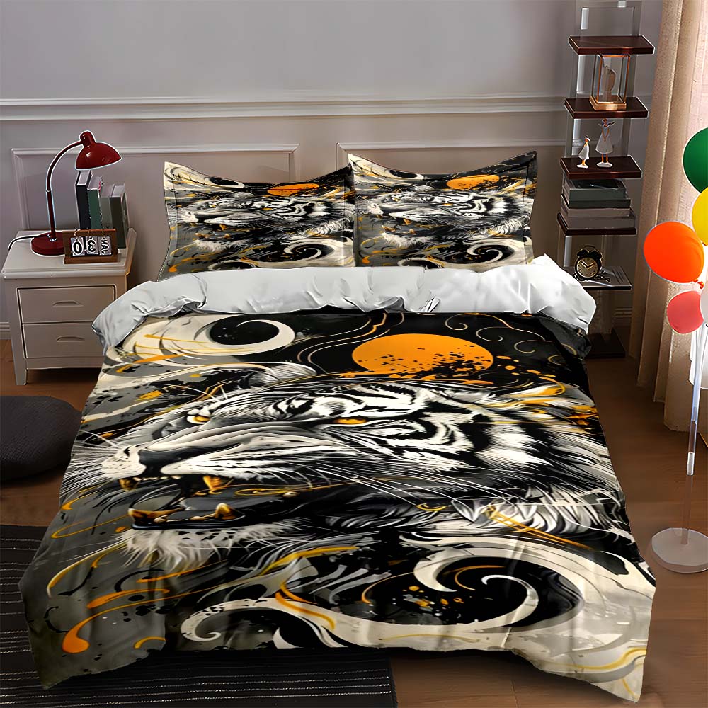 

Tiger-themed artistry Bedding Duvet cover sets Duvet covers Pillowcases gifts (1 * Duvet Cover 2 * Pillowcases, without duvet insert) 135x200cm