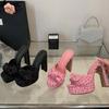 Fashion Eilyken Street Style Open Toe Butterfly-knot Women Slippers Fashion Platform Square High Heels Banquet Dress Slide Summer Shoes