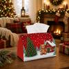1pc Festive Winter Holiday Tissue Box - Xmas Napkin Dispenser, Available Made of Durable Polyester, Decorated with Gingerbread for Man Cabin Pine Tree