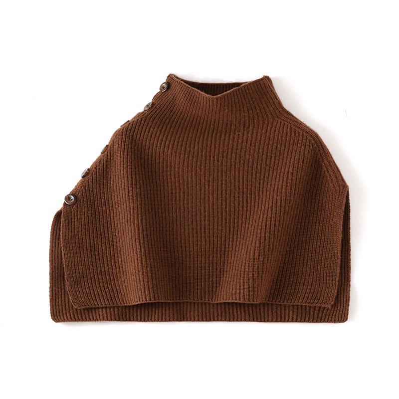 Cross-Stitch Button-Up Shawl for Women - Autumn/Winter Warm Knit Wool Scarf & Pullover Outerwear