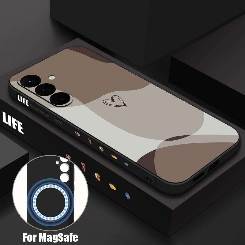Creative Pattern Phone Case For Samsung Galaxy S26 Ultra S25 FE S24 S23 S22 Plus S21 FE Built-in Metal Plate Magnetic Silicone Cover