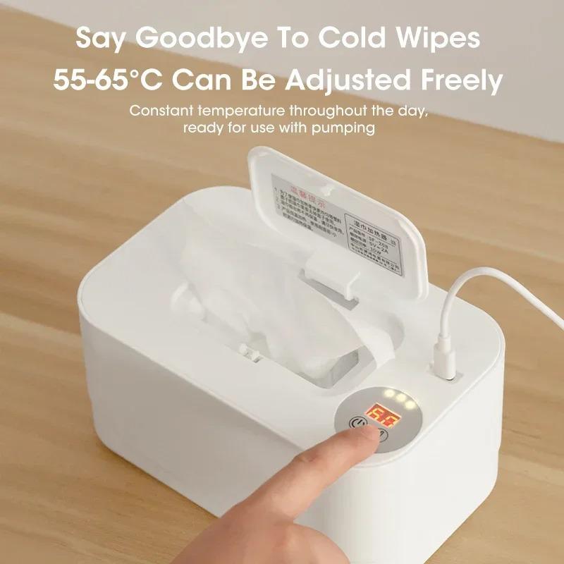 USB Portable Baby Wipe Warmer Heater Wet Towel Dispenser with Temperature Control for Home and Car Use