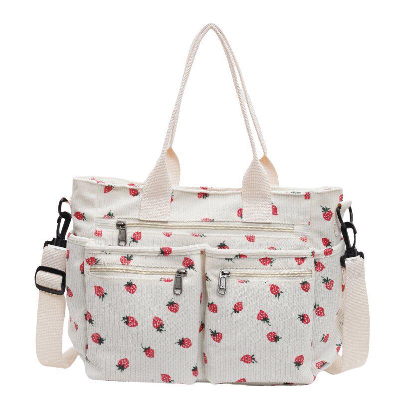 Versatile Large-Capacity Corduroy Shoulder Bag for Women - New Korean Style