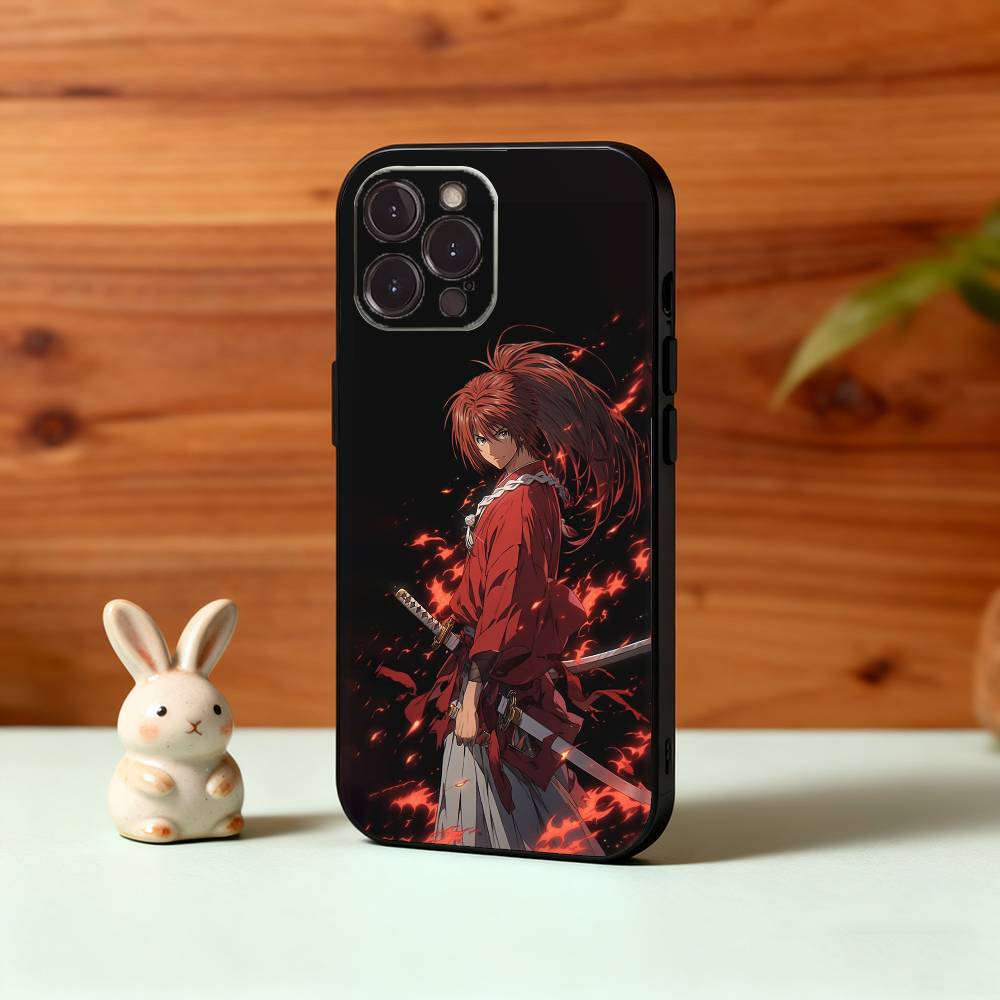 Anime R-Rurouni Kenshin Phone Case For iPhone17,16,15,14,13,12Plus,Pro Max,XS,5G Soft Silicone Black Cover