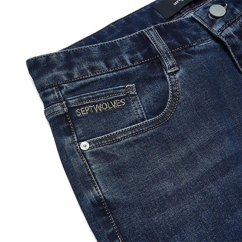 SEPTWOLVES Herren Jeans mit geradem Bein, gewaschen