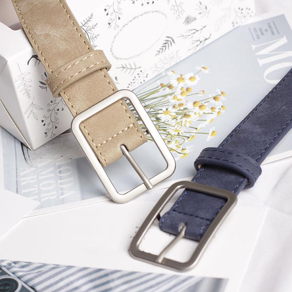 Men Women Belt Fashion Synthetic Leather Vintage Belt Button Versatile Square And Simple Belt P B1X4