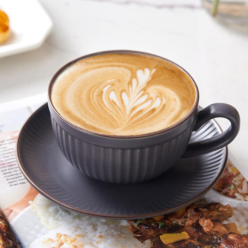 Pumpkin Coffee Cup Retro Style Latte Mug Unique Cute Style Afternoon Teacup and Saucer Cup for Home Office Ceramic Drinkware