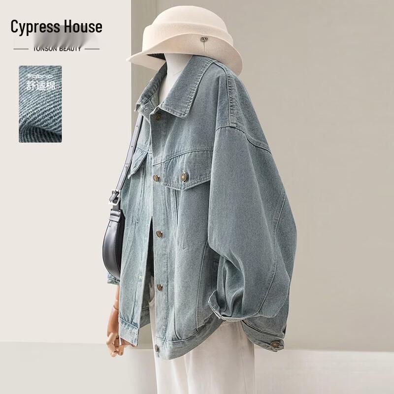 

Women s Lapel Loose Washed Denim Jacket S