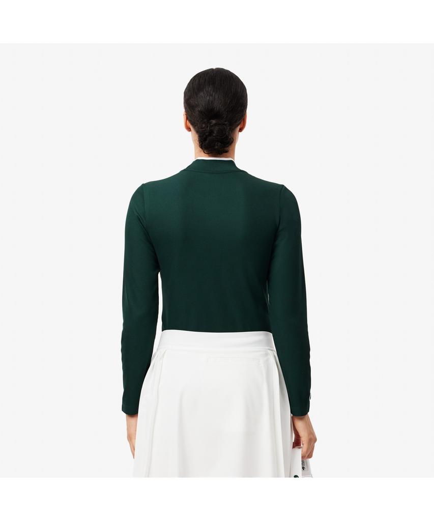 LACOSTE Women'S Graphic Point Mock Neck Long Sleeve T-Shirt Tf2765-54N Yzp