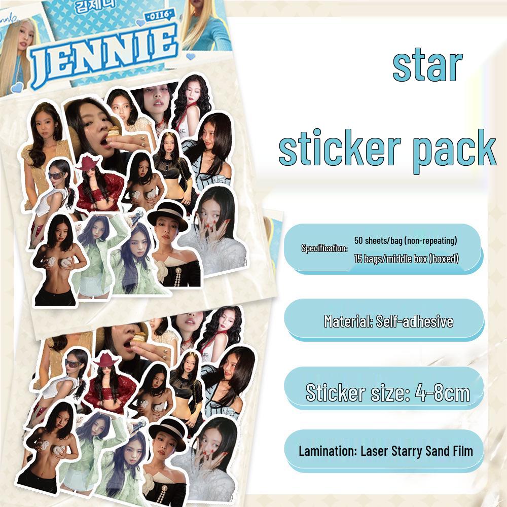 Korean Star Laser Sticker Pack - 50 Sheet DIY Stationery Decoration