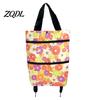 Commuter Shopping Cart for Students Foldable Bag with Wheels, Heavy-Duty Waterproof Oxford Cloth Grocery Cart, Compact Stroller City Living