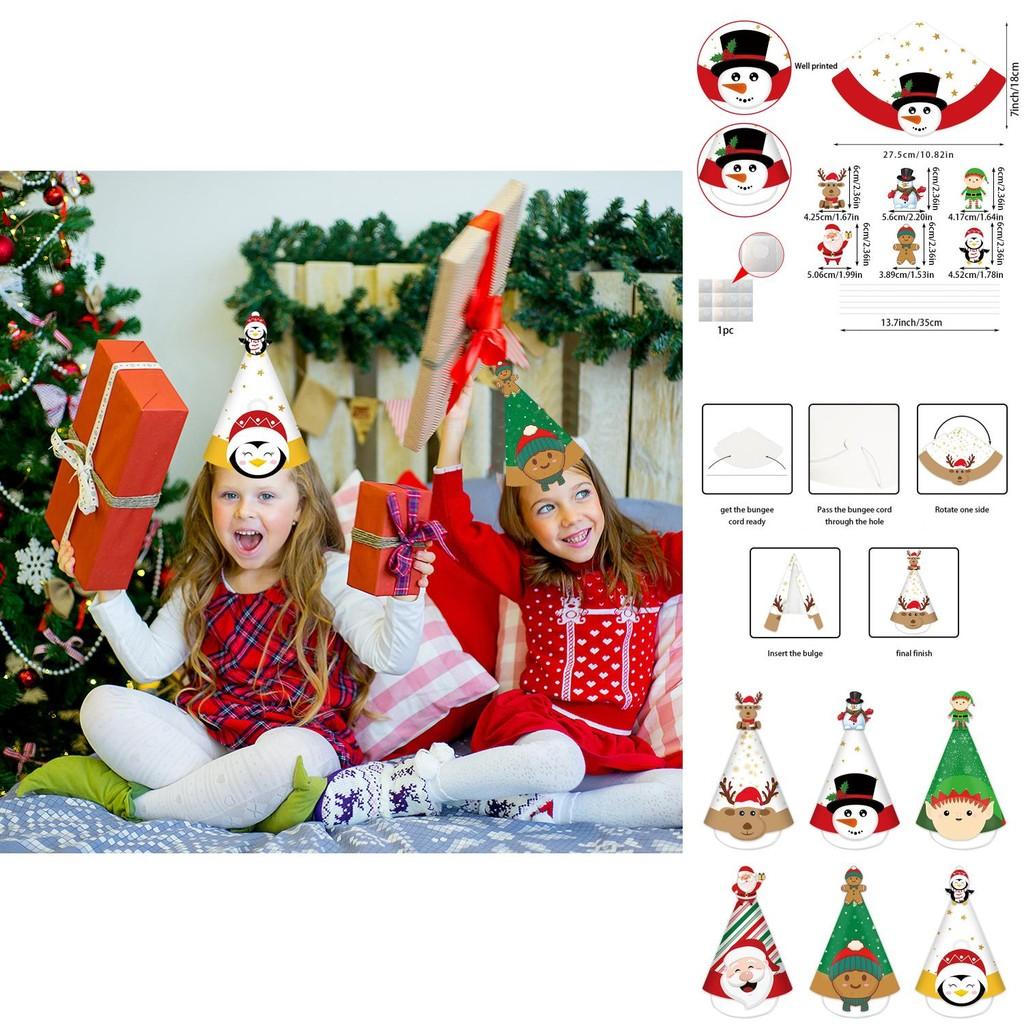 Santa Claus Reindeer Paper Triangle Hats For Christmas Party Decorations And Photography