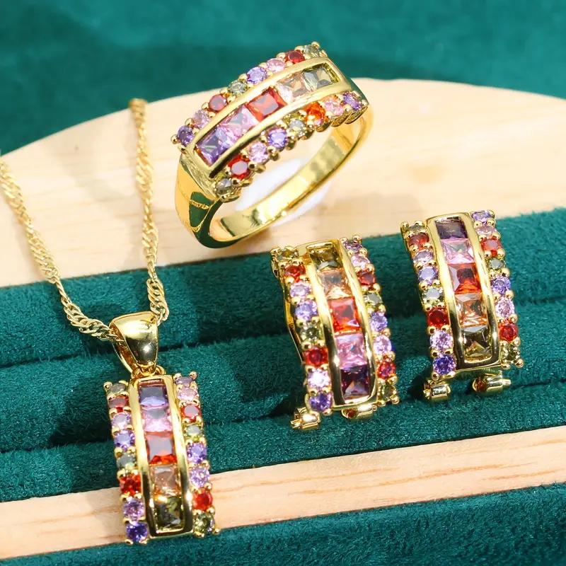 

Elegant 4Pcs Bridal Jewelry Set With Sparkling Zirconia Includes Earrings Necklace Ring Perfect For Weddings Gift For Women 6
