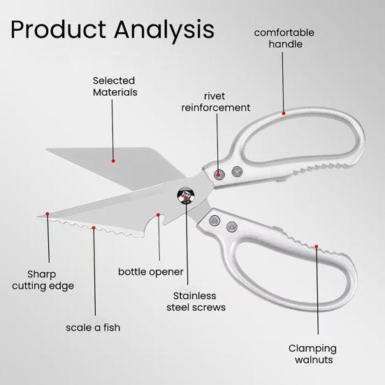 Kuchyňské nůžky Heavy Duty Kuchyňské nůžky Nerezové nůžky na maso Multifunkční řezné nástroje na drůbež, ryby, maso, kosti