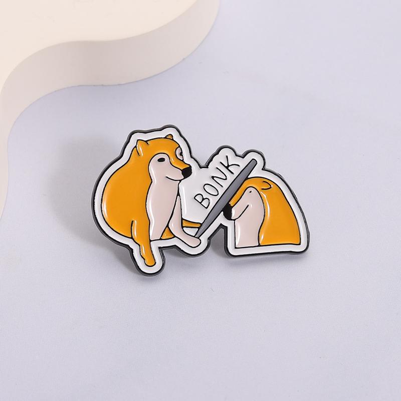 Shiba Inu Enamel Pins Funny Bonk! Dog Memes Brooches Lapel Badges Cartoon Puppy Animals Jewelry Gift for Friends