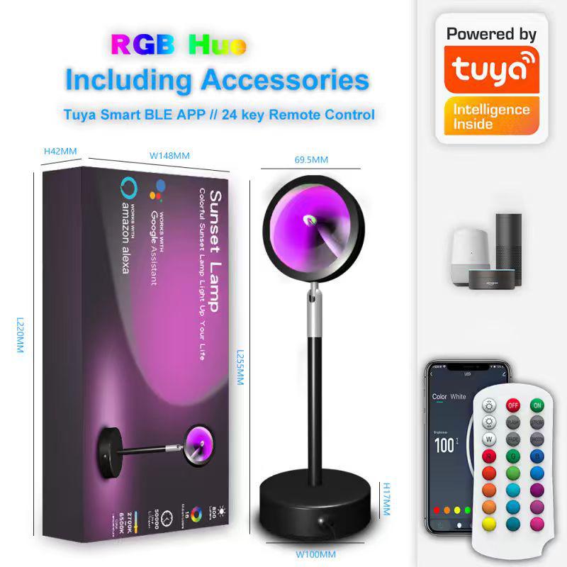 Rainbow Sunset Projector Lamp - APP Controlled RGB Floor Atmosphere Light for Live Broadcast Sunset Lamp Graffiti Bluetooth APP