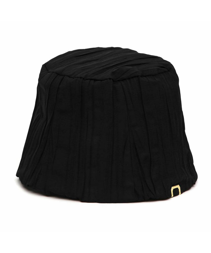 Eondeokeonteulolseutyudio Pleats Summer Bucket Hat Stand Bucket / Pleats Wave / Black Water