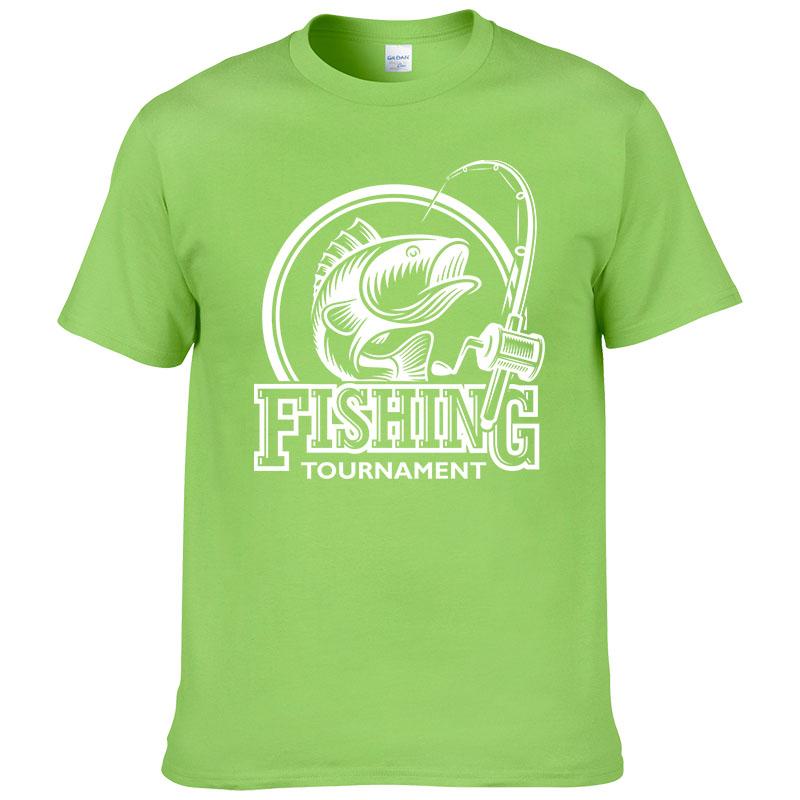 2024 Summer Fashion Fishing T-shirt Printed T Shirt Men 100% Cotton Short Sleeve Casual Streetwear Homme Tops Print Tees F06