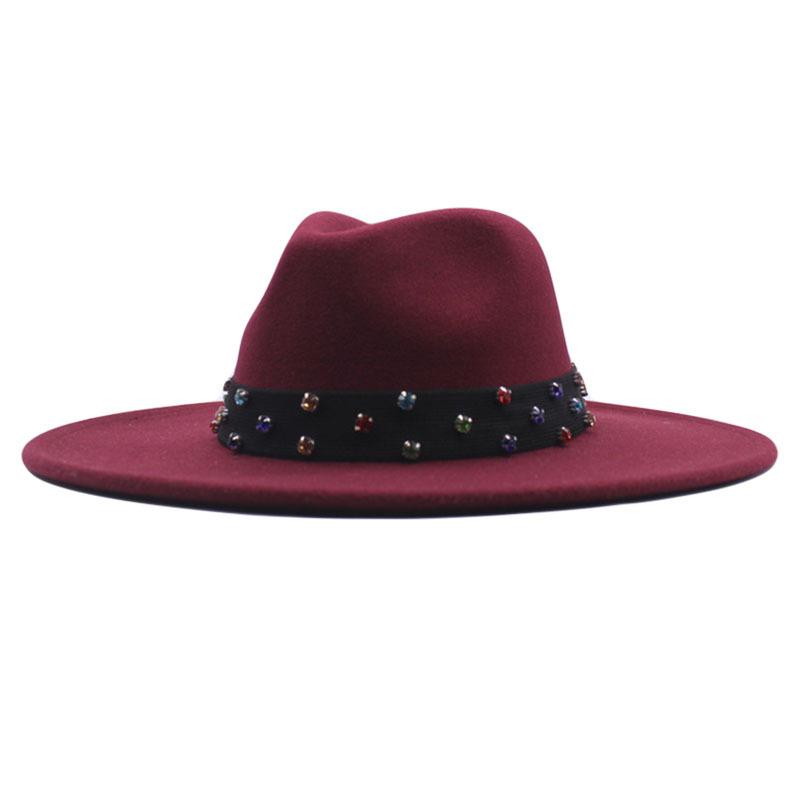 European and American New Felt Jazz Hat British Gentleman Woolen Colorful Diamond Ribbon Top Hat