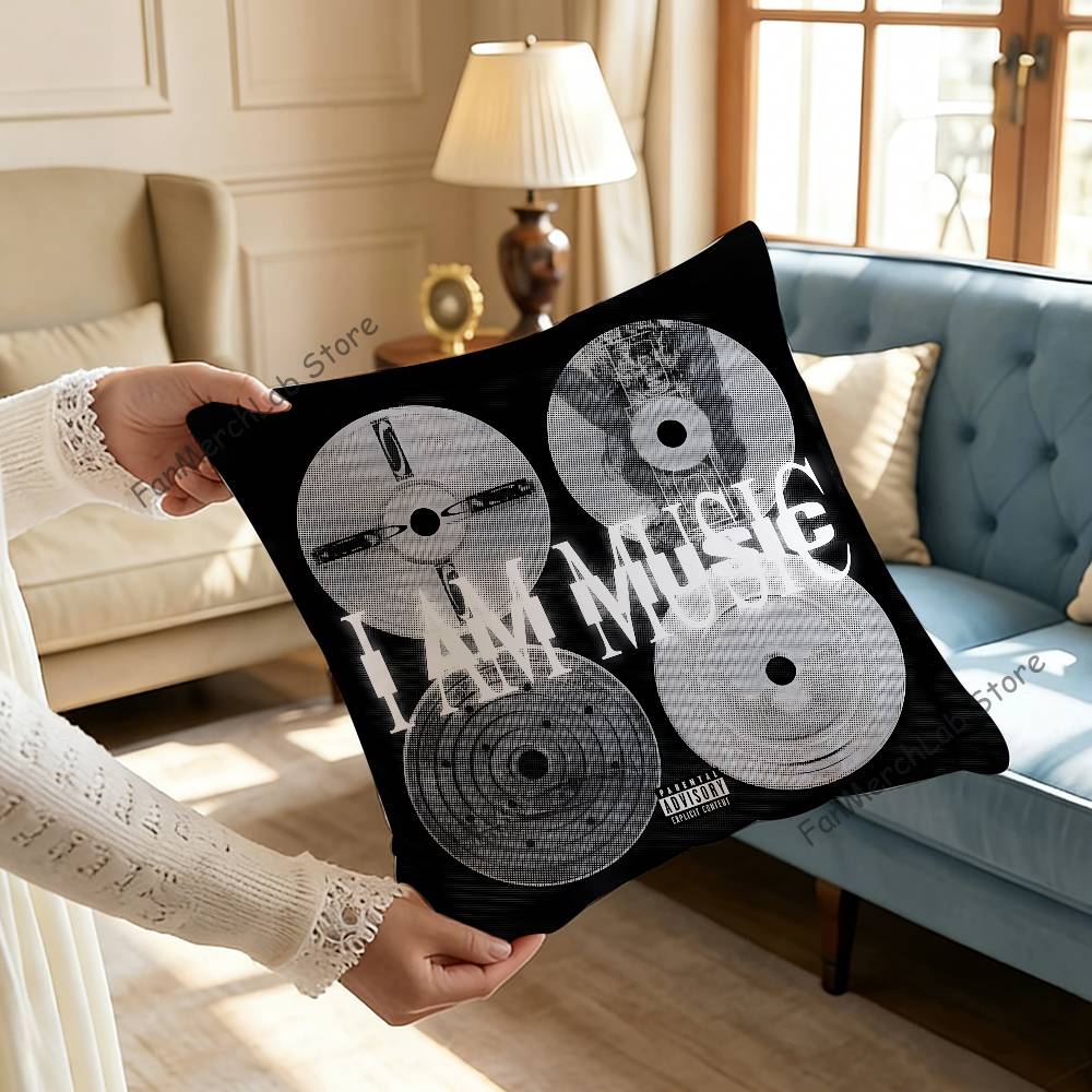 PPlayboi AM Music CCarti Pillow Covers Cartoon Sofa Decorative Home Doublesided Printing Short Plush Cute Cushion Cover
