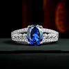 Huitan Women Ring CopperColor Inlaid Sparkling Blue Cubic Zirconia Elegant Fashion Wedding Party Accessories Lady Jewelry Gift