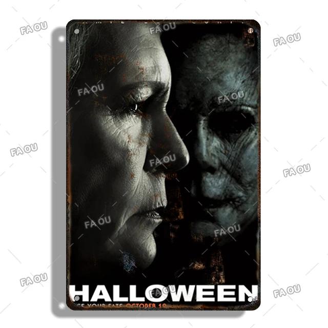 Halloween Movie Decorative Plaque Tin Metal Retro Sign Cinema Cafe Bar Decoration Poster Board Modern Home Wall Decor Aesthetic
