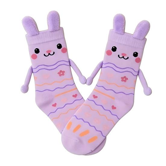 Húsvéti Nyuszi Zoknik Mágneses Kézzel Aranyos Nyuszik Kézenfogva Zokni Szórakoztató 3D