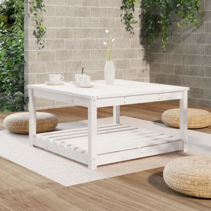 VidaXL Table de jardin blanc 82,5x82,5x45 cm bois massif de pin 824142