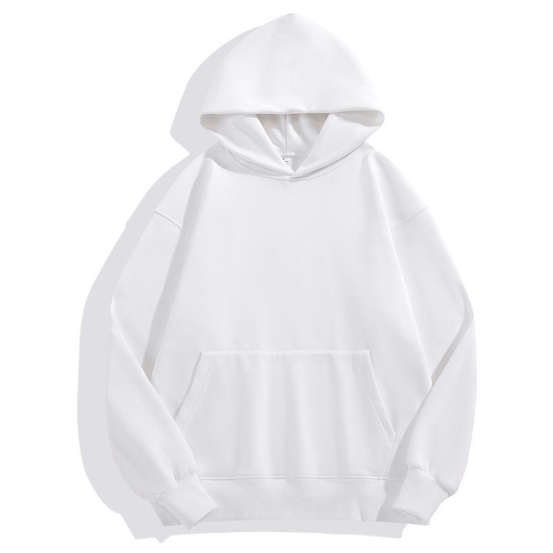 Unisex Trendy Heavyweight 480g Cotton Fleece-Lined Hoodie – Autumn/Winter Drop Shoulder Pullover