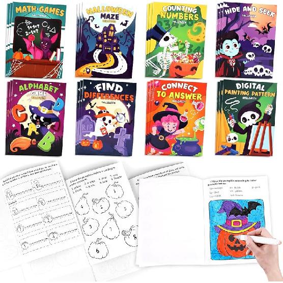 SULOLI 24 Pack Halloween Coloring Books for Kids, Mini Coloring Books Bulk for Halloween Trick or Treat Goodie Bag Fillers Gifts Fun Activity Halloween