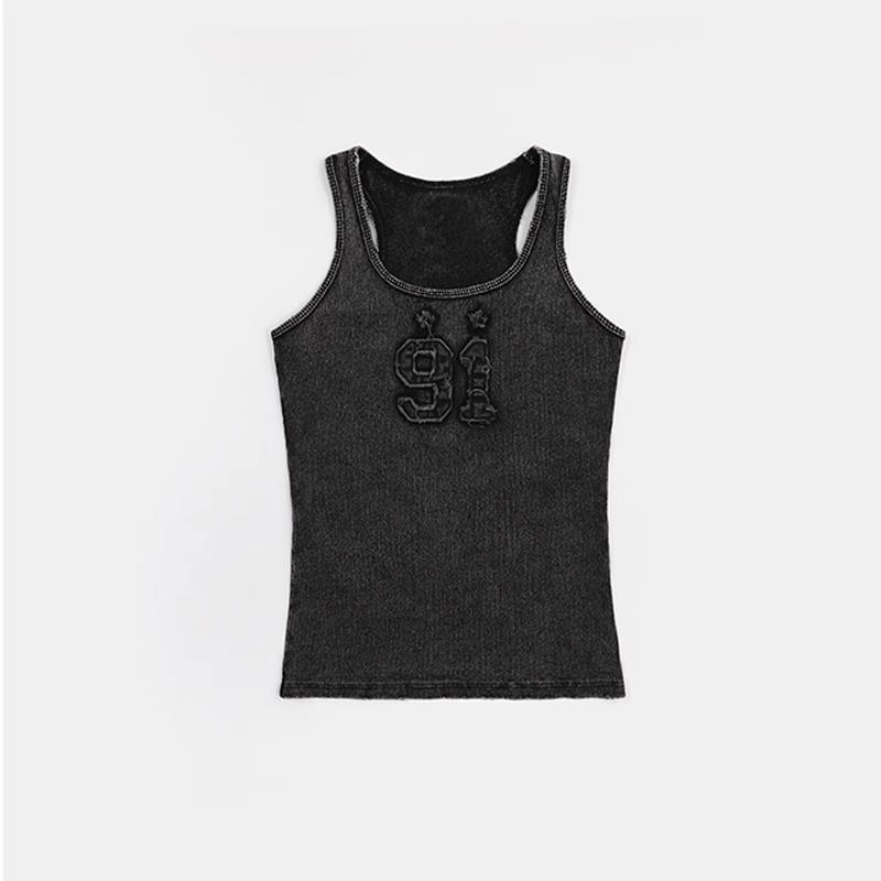 

Korean Badblood BCAC Series American Spicy Girl Distressed Camisole Top - Women s Casual Niche Wear S промывают черный