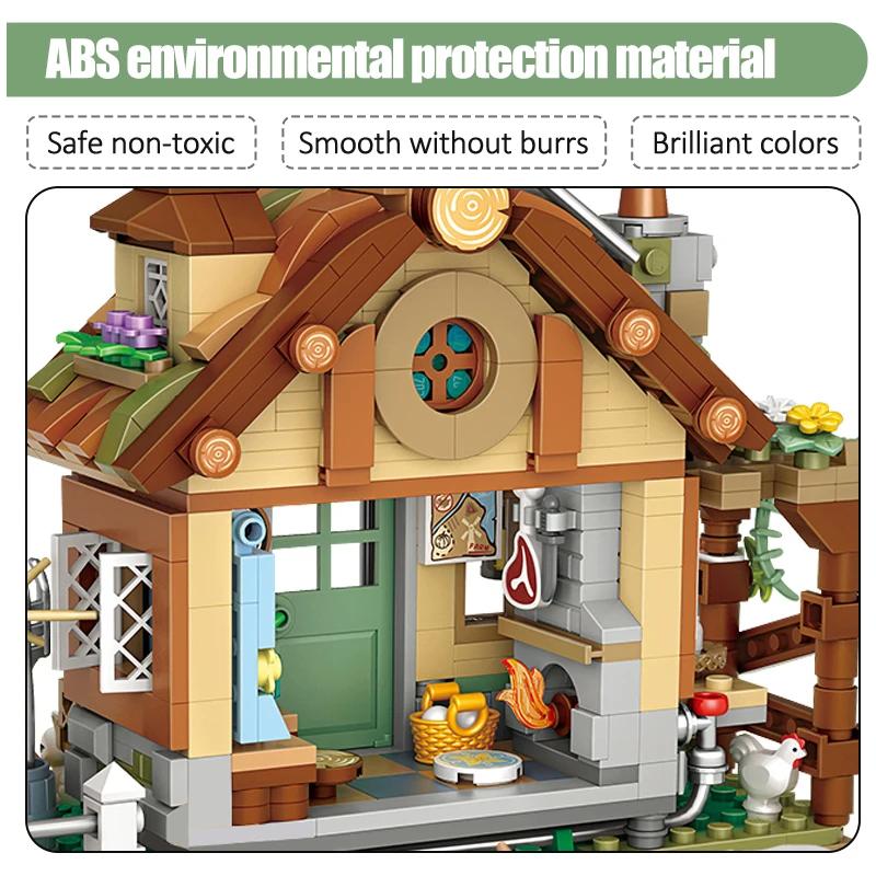 Lustige 899 Stück Mini Stadt Freund Bauernhaus Bausteine Windmühle Architektur Steine Figur Lernspielzeug für Kinder Geschenke