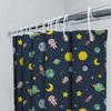 Space-Themed Shower Curtain Set With Astronaut Pattern For Home Decor In Navy Blue 180X240Cm Waterproof Fabric