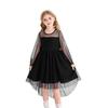 Girls Dresses Contrast Mesh Long Sleeve Twirly High Low Birthday Party Formal Dress