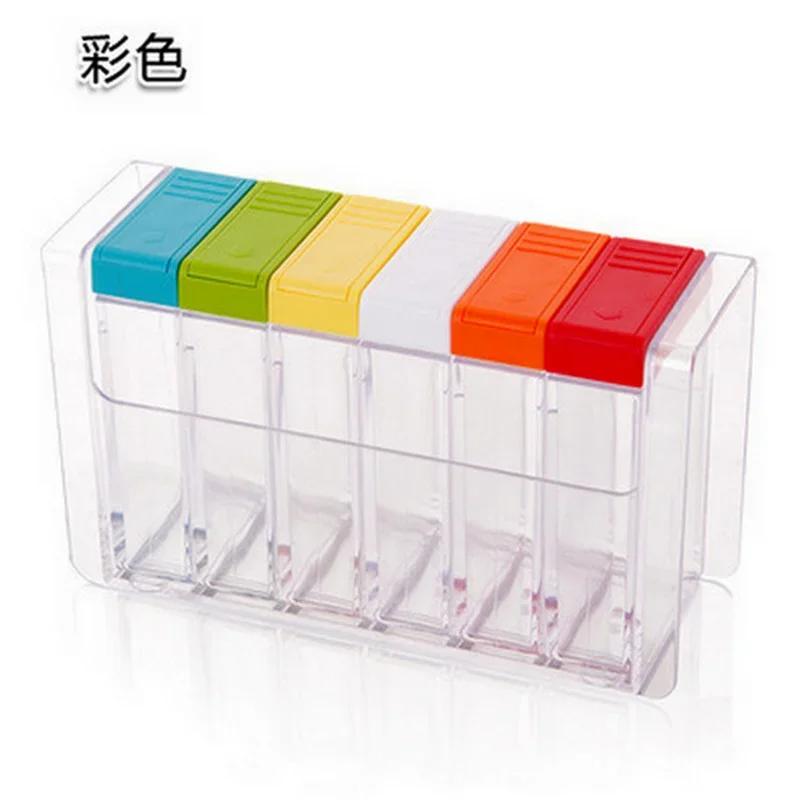 Transparent Spice Jar Set Salt And Pepper Seasoning Bottle Colorful Lid Kitchen Condiment Cruet Storage Container Spice Rack