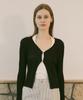 VLETI Summer V-Neck Hook Front Ribbed Bolero (White)