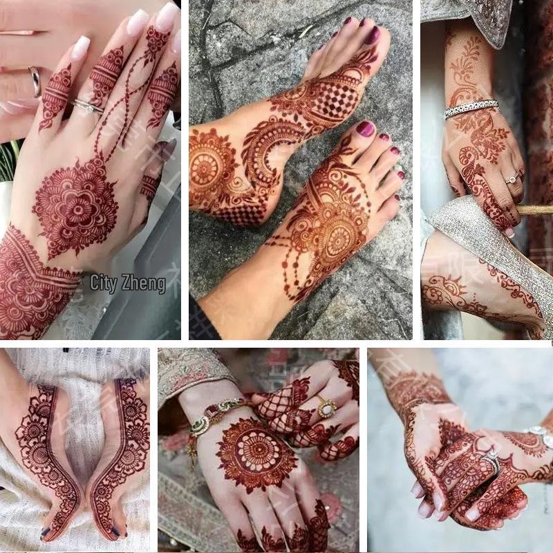 2025 Henna-Inspired Brown-Red Waterproof Lace Tattoo Stickers